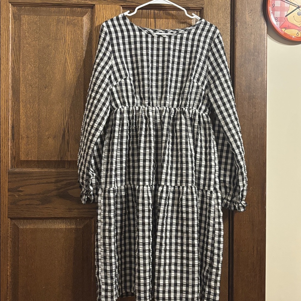 Emery rose black and white checkered shirt/ midi dress size xl